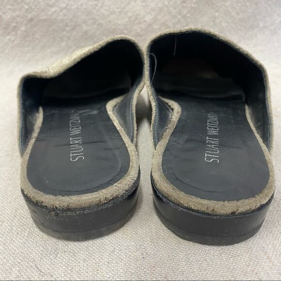 STUART WEITZMAN Mulearky Jacquard Velvet Mule Slides in Grerom Size 7M - Picture 9 of 16